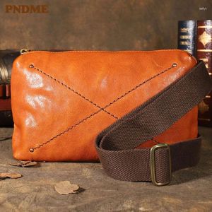 Waist Bags Simple Vintage Genuine Leather Men's Chest Bag Fashion Casual Real Cowhide Weekend Light Packs Shoulder Messenger