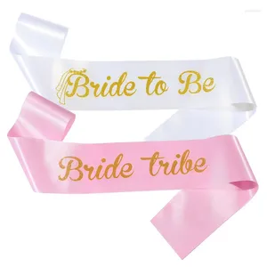 Party Decoration BRIDE TO BE Ceremonial Ribbon Wedding Dress Belt Bridal Accessories Satin Gold Stamping Pink