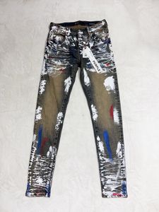 Masculto Rips de jeans estriados de estriado jeans Estudado Rapped Ripped Biker Slim Fit Motorcycle Denim Men S Hip Hop Fashion Man Calça A2A8