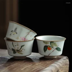 Tazze di piattini in ceramica casa piccola ciotola da tè dipinto a mano Master tazza fatta per ufficio fatte a mano Creative retrò in ceramica ruvida.