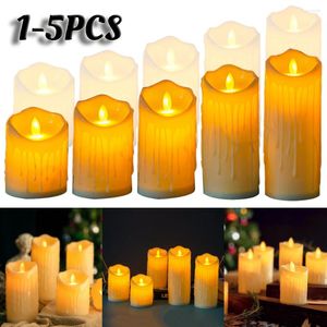 Kerzenhalter 1-5pcs LED Candles Battery Powered Tea Lights Weihnachtsdekoration Flameless Flackern heimische Hochzeitsdekoration