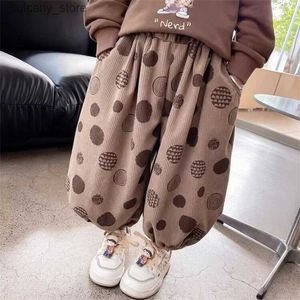 Trousers Girls Pants Long Trousers Cotton 2024 Dots Spring Autumn Teenagers Babys Kids Pants OutdoorTeenagers Childrens Clothing L46