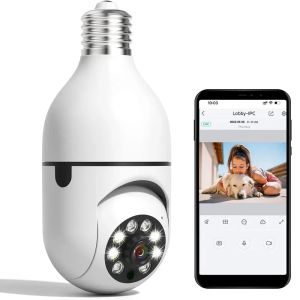 Kameror 5Glampan E27 Övervakningskamera inomhus Säkerhetsmonitor WiFi Camera Home Security Baby Pet Monitor Night Vision Motion Detection