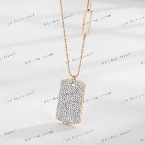 2023 new hip hop jewelry mirco pave cz full diamond necklace dog tags custom pendant necklace