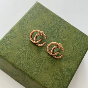 Classic Letter Earrings Studs Have Stamps Retro 14k Gold Earrings Designer For Women's Wedding Party Birthday Gift Jewelry