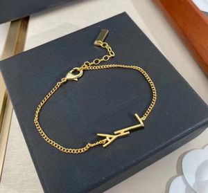 Moda bransoletka projektant 18k złota bransoletka y litery wisiant łańcuch miłosna projektant bransoletki designerka biżuteria