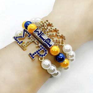 Strand Fashion Greek Sorority Sigma Gamma Rho Society Rhinestone Letter 1922 Metal Cioncant Perle Bracciale Bracciale Bracciale