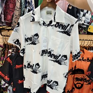 Camisa de manga curta preta laranja branca de verão casual masculino havaiano mulheres fotos reais