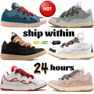 designer sneakers luxury mens Casual Shoes curb leather sneaker womens trainers pale blue white black gum grey multi-color red Pink Multi pink men women shoes paris