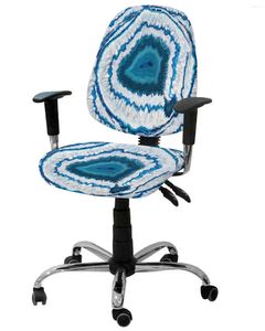 Chair Covers Retro Agate Texture Blue Elastic Armchair Computer Cover Stretch Removable Office Slipcover Split Seat