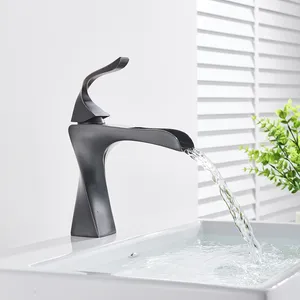 Bathroom Sink Faucets Uythner Black Bronze Faucet Brass Waterfall Basin Bath Water Mixer Taps Deck Mount Tap