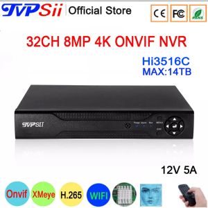 レコーダーフェイス検出12V 5A HI3536C XMEYE SURVEILLANCE VIDEO RECORDER 8MP 4K 32CH 32チャンネルH.265+ 14TB ONVIF CCTV DVR NVRシステム