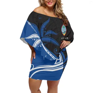 Abiti casual Disegni di lusso Disegni off-the Shoulder Polinesian Tribal Stampa Fashion da donna Travel Travel Bust-Have Summer Clothing