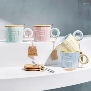 Becher Keramik Becher hochwertig zuckerbeschichteter Farbkontrast großer Ohr-Makkaron kreativer Kaffee Paar Tasse