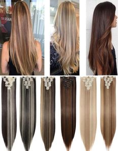 S-Noilite Synthetic 8pcs/Set 18clips Clip в наращивании волос Длинная прямая прическа для волос в волосах для женщин 2102175529000
