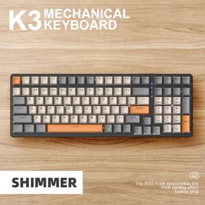 Klawiatury K3 Mechaniczna klawiatura 100 Klawisze Czerwony/Zielony Przełącznik USB Przewodnik Mechanical Gaming Keyboard RGB Podświetlenie TypeC Spersonalizowana klawisza Keycap