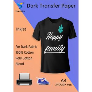 Бумажная струйная печатная бумага для теплопередачи Ironon для темных тканей A4 Size Iron на трансферте виниловая лист для T -рубашек и проектов DIY