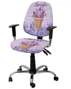 Stol täcker lavendelblomma korg elastisk fåtölj dator täcker sträcka avlägsnande kontor slipcover split säte