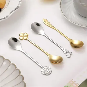 Кофе Scoops 304 Spoon из нержавеющей стали с четырьмя листьями клевер мед. Шаг роза в форме сердца семейная кухонная посуда кухонная посуда