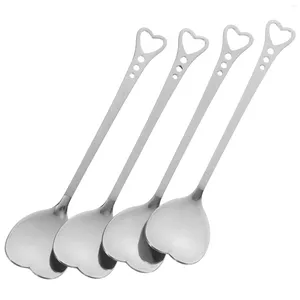 Coffee Scoops 4pcs Stainless Steel Soup Spoons Ladles Heart Shape Table Dinner Appetizer Scoop For Gravy Cake Oatmeal
