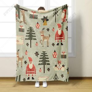 Blankets Christmas Blanket Winter Warm Office Nap 3D Digital Double-sided Printed Flannel Sofa Cover Bedquilt