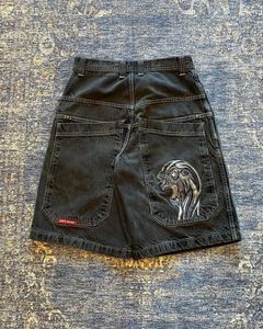 Jnco şort y2k harajuku hip hop kafatası grafik baggy denim spor salonu şort siyah pantolon punk rock erkek basketbol kısa sokak kıyafetleri 240401