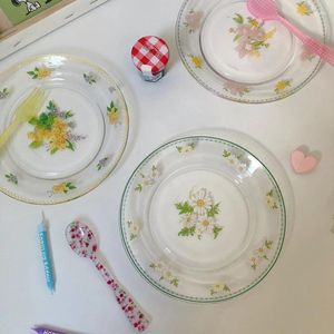 Plates -Nordic Glass Plate Salad Dishes Breakfast Dinner Cake Snack Tray Baking Bowl Tableware Kitchen Tools