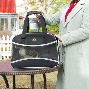 Cat Carriers Convenient Handle Carrier Comfortable Breathable Backpack For Cats Top Window Basket Grid Design Transport Crate