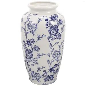Wazony niebieski biały porcelanowy pojemnik na wazon domowy suszony kwiat prosty ceramiczne dekoracje stołowe retro