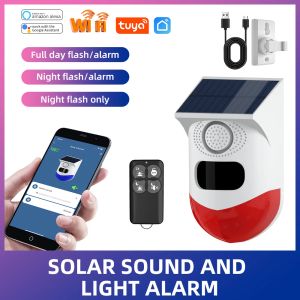 Rilevatore Tuyawifiwaterproor a prova di esterno Solar Wireless Home Security Infrared Motion Retector Alarming Alarming SOUNDALARM Avvisi stroboscopici