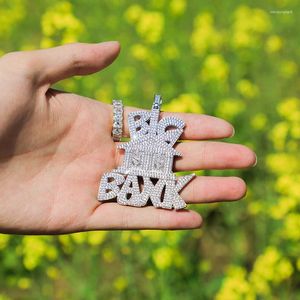 Collane a ciondolo Hip Hop 3A CZ Stone Bling Bling Iced Out Dollars House Money Segno di Big Bank Pendants for Men Rapper Jewelry Gift