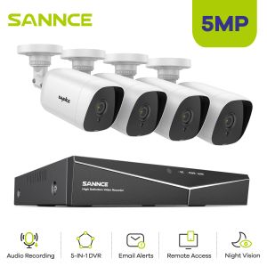 System SANNCE 8CH 5MP DVR Video Surveillance CCTV Security Protect With 4X 8X TVI 5MP Bullet Camera Built in Mic Surveillance kit