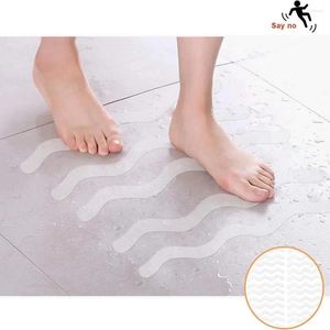 Banyo paspasları 6-24pcs Anti-kayma duş çıkartmaları şeffaf banyo küveti kendi kendine yapışkanlı su geçirmez güvenlik şeritleri uzun şerit dalgalı dairesel