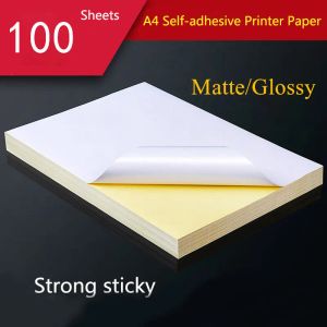 Paper 100 Sheets A4 White Self Adhesive Sticker Label Laser Inkjet Printer Copier Craft Paper Sticker Label Matte Glossy Craft Paper