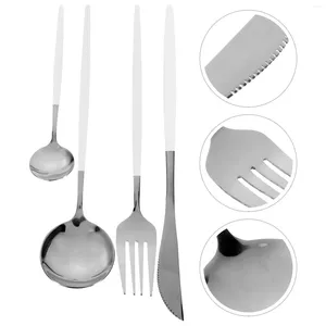 Dinnerware Sets Knife Fork Tableware Serving Utensils Ice Cream Spoon Stainless Steel Kitchen Supplies