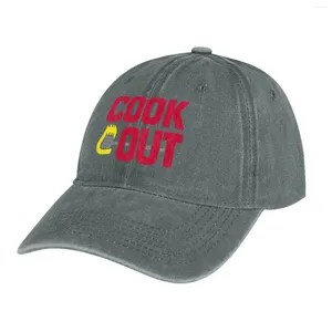 Basker Cookout - Vintage Chalk Texture Red Grey Cowboy Hat Fishing Cap Visor Anime in Men's Hats Kvinnor