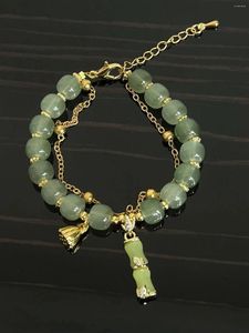 Strand Green Bambus Golden Lotus Perlen Armband Modetrends Frauen wunderschön Schmuck Valentinstag Geburtstagsgeschenk