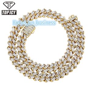 Top hip hop ghiacciato da 12 mm ghiacciato baguette cubano cimellana collana cubana collana oro oro