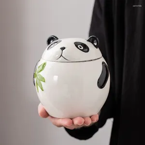 Storage Bottles Kitchen Ceramic Jar With Lid Porcelain Pantry Organizer For Sugar Coffee Bean Airtight Sealing Tea Caddy Panda Container