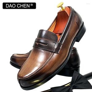 Casual Shoes MEN'S BLACK COFFEE PENNY LOAFERS DRESS MAN WEDDING OFFICE REAL LEATHER MEN