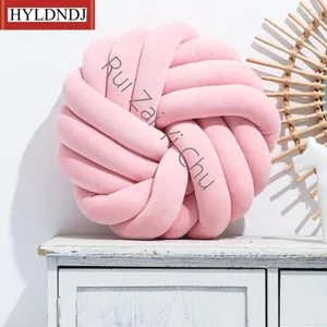 Pillow Cotton Diy Hand Knot Back Cozy Car Creative Lumbar Bed Lounge Bench 40Cm Home Decor Sofa Seat Soft Office Rest Gift 1Pc
