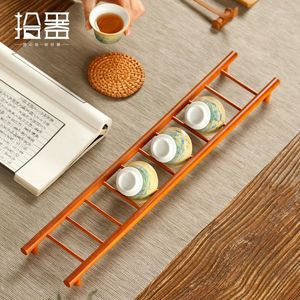 Tea Trays Bamboo Vintage Lacquer Cup Holder Step By Drain Rack Storage Drying Set Accessories