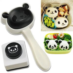 2PCSset Panda Sushi fabricante de molde molde molde Ball Mold Nori Cutter Punch Diy fofo para acessórios de cozinha para bebês 240328