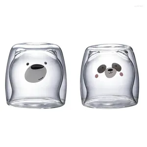 Wine Glasses 2-tier Lovely Panda Bear Innovative Beer Animal Double-layer Glass Mug Heat-resistant Double Wall Coffee Cup S