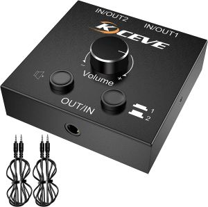 Selettore audio da 3,5 mm di megafono, switcher di cuffie Aux Audio Audio, selettore manuale degli altoparlanti per la condivisione audio, 2 in 1 out /1 in 2