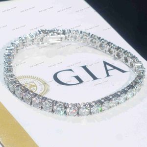 IGI GIA認定ラボ栽培ダイヤモンド10K 14K 18Kソリッドゴールドテニスブレスレットアイスアウト3mm 4mm 5mm VVSモイサナイトテニスチェーン