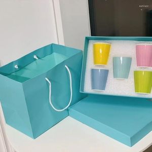 Wine Glasses Cup Classic Blue Bone China Ceramic Mug To Gift Box Wedding