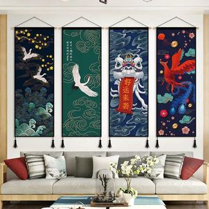 タペストリー濃厚な色中国の吊り下げ絵のタペストリーリビングティールームソファベッドサイド装飾絵画背景布