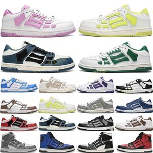 Mens Designer Sneakers Casual Shoes womens trainers Skel Top Low Genuine Leather Sneaker size 36-45 black white grey green orange lilac lime ros T46