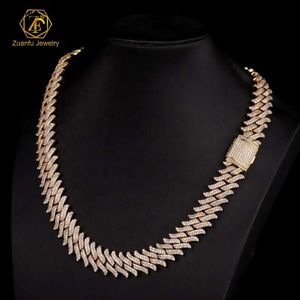 Galen design privat anpassad 15mm 18mm 20mm VVS Hip Hop Moissanite Baguette Cuban Link Chain